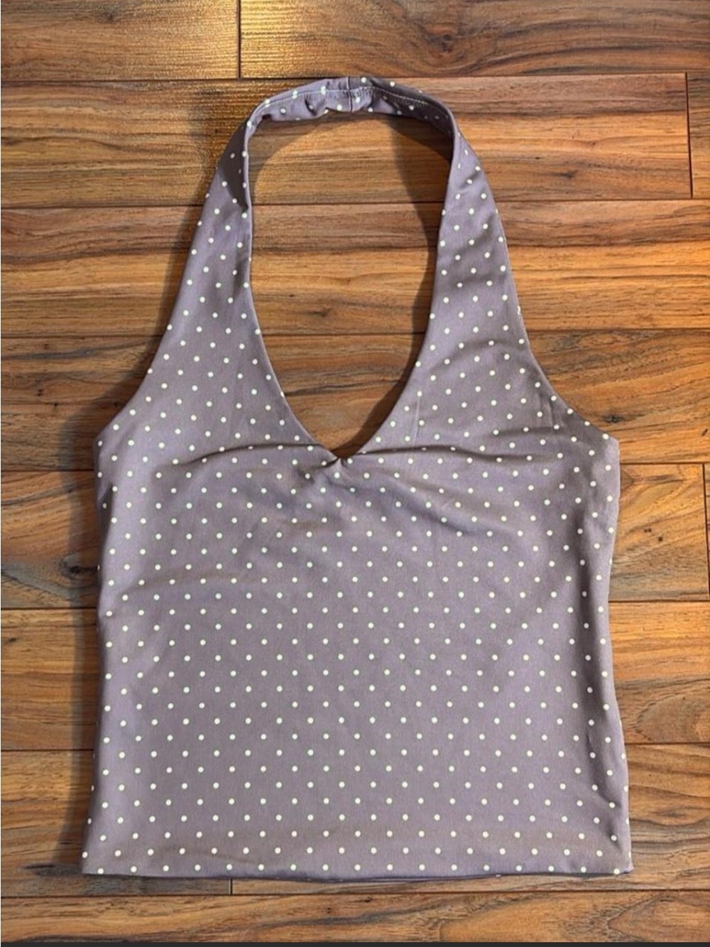 Women’s Beige Polka Dot Halter Tank Top